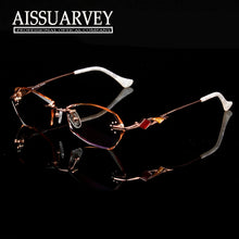 Load image into Gallery viewer, Titanium Trimming Women Glasses Frames Optical Fashion Eyeglasses Brand Designer Prescription Rimless Diamond Rhinestone Eyewear