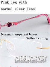 Load image into Gallery viewer, Titanium Trimming Women Glasses Frames Optical Fashion Eyeglasses Brand Designer Prescription Rimless Diamond Rhinestone Eyewear