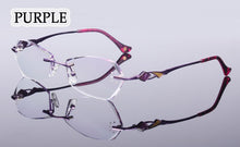 Load image into Gallery viewer, Titanium Trimming Women Glasses Frames Optical Fashion Eyeglasses Brand Designer Prescription Rimless Diamond Rhinestone Eyewear