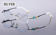 Load image into Gallery viewer, Titanium Trimming Women Glasses Frames Optical Fashion Eyeglasses Brand Designer Prescription Rimless Diamond Rhinestone Eyewear