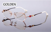 Load image into Gallery viewer, Titanium Trimming Women Glasses Frames Optical Fashion Eyeglasses Brand Designer Prescription Rimless Diamond Rhinestone Eyewear