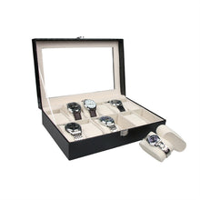 Load image into Gallery viewer, High Quality Watch Box Mens Black PU Leather Display Jewelry Case Organizer Gift Box Storage Case with Lock and Mirror