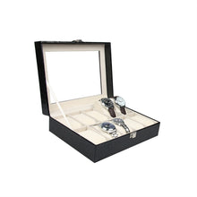 Load image into Gallery viewer, High Quality Watch Box Mens Black PU Leather Display Jewelry Case Organizer Gift Box Storage Case with Lock and Mirror