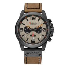 Load image into Gallery viewer, Men Military Sport Quartz Wrist Watch CURREN Casual Genuine Leather Waterproof Chronograph Watch Male Business Watch Clock