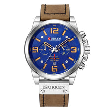 Load image into Gallery viewer, Men Military Sport Quartz Wrist Watch CURREN Casual Genuine Leather Waterproof Chronograph Watch Male Business Watch Clock