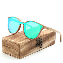 Load image into Gallery viewer, 2018 New Fashion polarized wooden women sunglasses Cat's eye full mirror luxury handmade men bamboo wood sun glasses With box