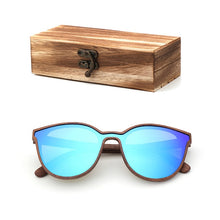 Load image into Gallery viewer, 2018 New Fashion polarized wooden women sunglasses Cat's eye full mirror luxury handmade men bamboo wood sun glasses With box