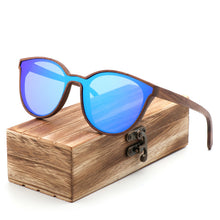 Load image into Gallery viewer, 2018 New Fashion polarized wooden ladies sunglasses Cat's eye full mirror luxury handmade women bamboo wood sun glasses With box