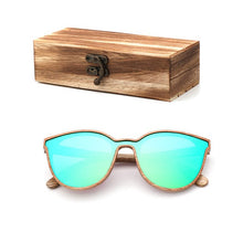 Load image into Gallery viewer, 2018 New Fashion polarized wooden ladies sunglasses Cat's eye full mirror luxury handmade women bamboo wood sun glasses With box