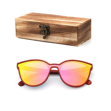 Load image into Gallery viewer, 2018 New Fashion polarized wooden ladies sunglasses Cat's eye full mirror luxury handmade women bamboo wood sun glasses With box
