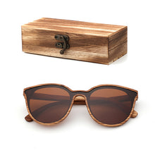Load image into Gallery viewer, 2018 New Fashion polarized wooden ladies sunglasses Cat's eye full mirror luxury handmade women bamboo wood sun glasses With box