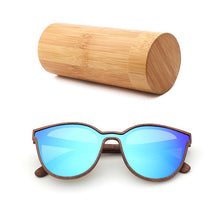 Load image into Gallery viewer, 2018 New Fashion polarized wooden ladies sunglasses Cat's eye full mirror luxury handmade women bamboo wood sun glasses With box