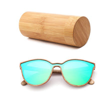 Load image into Gallery viewer, 2018 New Fashion polarized wooden ladies sunglasses Cat's eye full mirror luxury handmade women bamboo wood sun glasses With box
