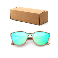 Load image into Gallery viewer, 2018 New Fashion polarized wooden ladies sunglasses Cat's eye full mirror luxury handmade women bamboo wood sun glasses With box