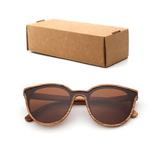 Load image into Gallery viewer, 2018 New Fashion polarized wooden ladies sunglasses Cat's eye full mirror luxury handmade women bamboo wood sun glasses With box