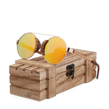Load image into Gallery viewer, Fashion Round Lady Sunglasses High Quality Travel Men and women Polarized Sunglasses Handmade Bamboo Wood Glasses with Box