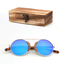 Load image into Gallery viewer, Fashion Round Lady Sunglasses High Quality Travel Men and women Polarized Sunglasses Handmade Bamboo Wood Glasses with Box
