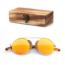 Load image into Gallery viewer, Fashion Round Lady Sunglasses High Quality Travel Men and women Polarized Sunglasses Handmade Bamboo Wood Glasses with Box
