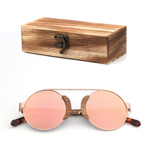 Load image into Gallery viewer, Fashion Round Lady Sunglasses High Quality Travel Men and women Polarized Sunglasses Handmade Bamboo Wood Glasses with Box