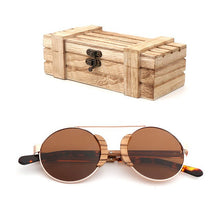 Load image into Gallery viewer, Fashion Round Lady Sunglasses High Quality Travel Men and women Polarized Sunglasses Handmade Bamboo Wood Glasses with Box