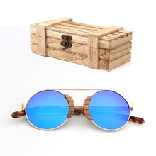 Load image into Gallery viewer, Fashion Round Lady Sunglasses High Quality Travel Men and women Polarized Sunglasses Handmade Bamboo Wood Glasses with Box