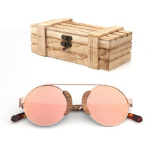 Load image into Gallery viewer, Fashion Round Lady Sunglasses High Quality Travel Men and women Polarized Sunglasses Handmade Bamboo Wood Glasses with Box