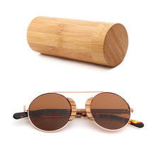 Load image into Gallery viewer, Fashion Round Lady Sunglasses High Quality Travel Men and women Polarized Sunglasses Handmade Bamboo Wood Glasses with Box