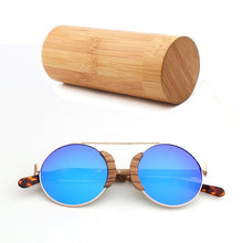 Load image into Gallery viewer, Fashion Round Lady Sunglasses High Quality Travel Men and women Polarized Sunglasses Handmade Bamboo Wood Glasses with Box