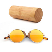 Load image into Gallery viewer, Fashion Round Lady Sunglasses High Quality Travel Men and women Polarized Sunglasses Handmade Bamboo Wood Glasses with Box