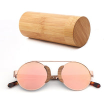 Load image into Gallery viewer, Fashion Round Lady Sunglasses High Quality Travel Men and women Polarized Sunglasses Handmade Bamboo Wood Glasses with Box