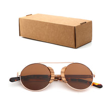 Load image into Gallery viewer, Fashion Round Lady Sunglasses High Quality Travel Men and women Polarized Sunglasses Handmade Bamboo Wood Glasses with Box