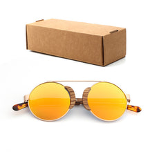 Load image into Gallery viewer, Fashion Round Lady Sunglasses High Quality Travel Men and women Polarized Sunglasses Handmade Bamboo Wood Glasses with Box