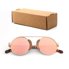 Load image into Gallery viewer, Fashion Round Lady Sunglasses High Quality Travel Men and women Polarized Sunglasses Handmade Bamboo Wood Glasses with Box